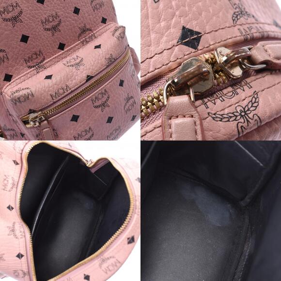 MCM Backpack Side Studs Pink Leather Daypack - Picture 11 of 12